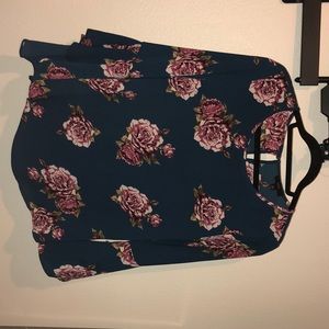 Navy blue flowered blouse